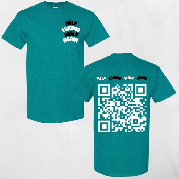 Help Eskimo Walk Again Unisex Gray Graphic Tee Front And Back Print - Picture 8 of 8